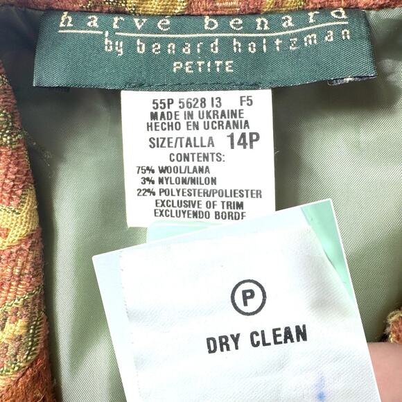 Vintage Harve Benard Wool Blazer Jacket 14P Plaid Elbow Patches Academia Prep - Picture 7 of 10